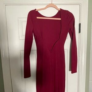 Lulus Maroon Backless Midi Dress Valentine’s Day